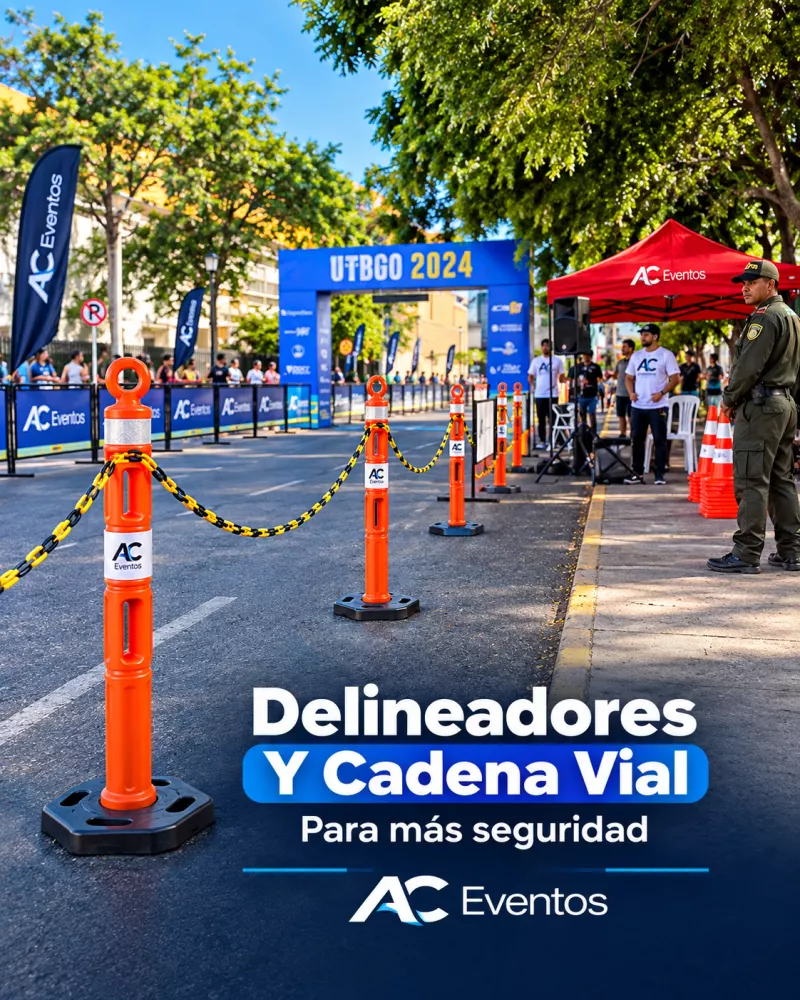 Delineadores y cadena vial